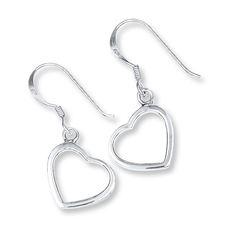 Main Image 1 of Dangle Heart Earrings Sterling Silver