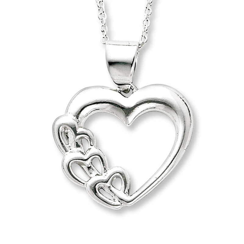 Heart Necklace Sterling Silver 18" Length