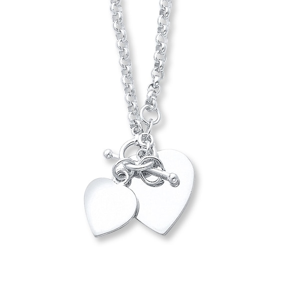 Twin Heart Necklace Sterling Silver 18"