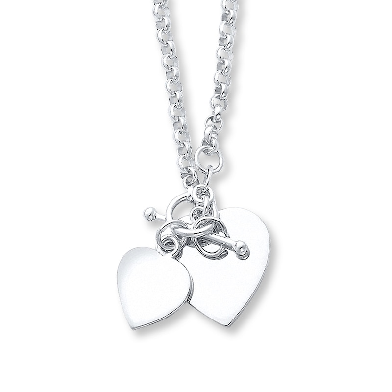 Main Image 1 of Twin Heart Necklace Sterling Silver 18&quot;