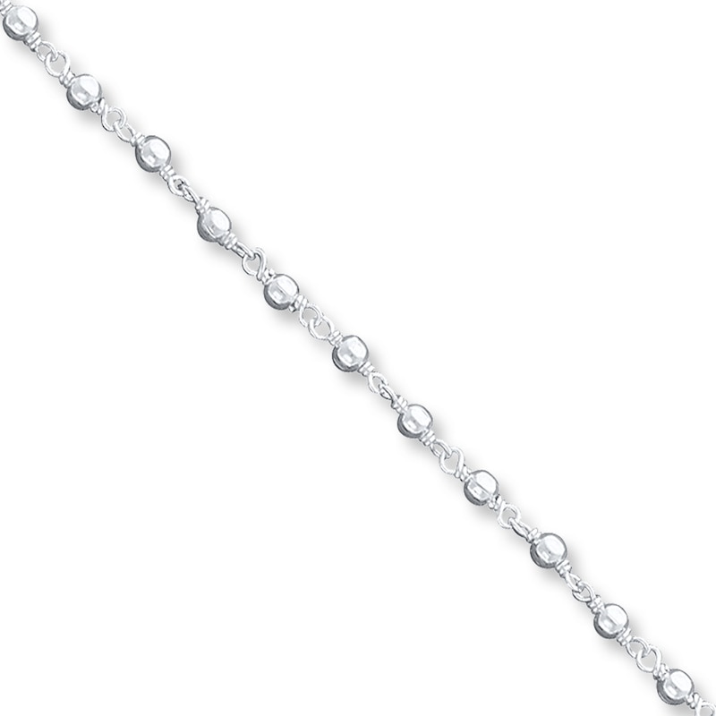 Beaded Anklet Sterling Silver 10"