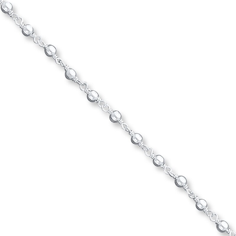 Main Image 1 of Beaded Anklet Solid Sterling Silver 10&quot;