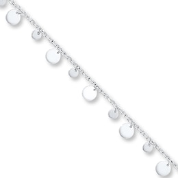 Dangling Circle Anklet Solid Sterling Silver 10"