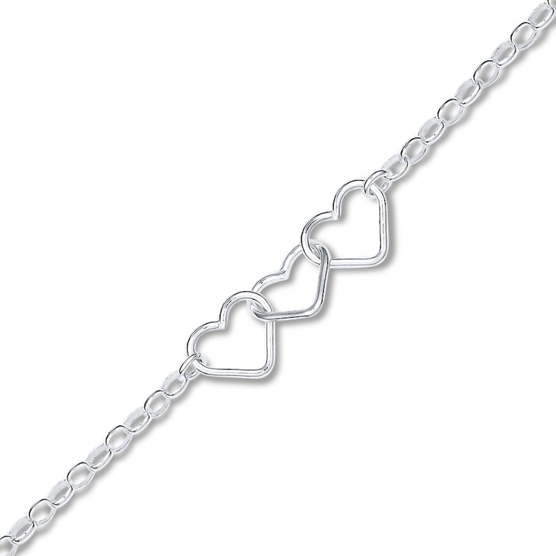 Main Image 1 of Heart Anklet Solid Sterling Silver 9&quot;