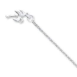 Palm Tree Anklet Solid Sterling Silver 10"