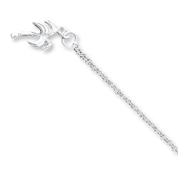 Palm Tree Anklet Solid Sterling Silver 9"
