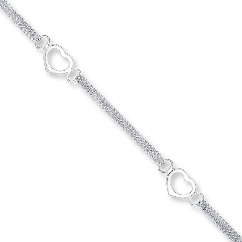 Main Image 1 of Heart Anklet Solid Sterling Silver 10&quot;