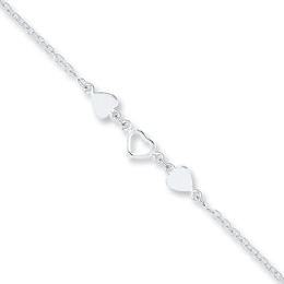 Heart Anklet Solid Sterling Silver 9&quot;