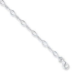 Sterling Silver Bracelet Oval Loop Chain 7.25"