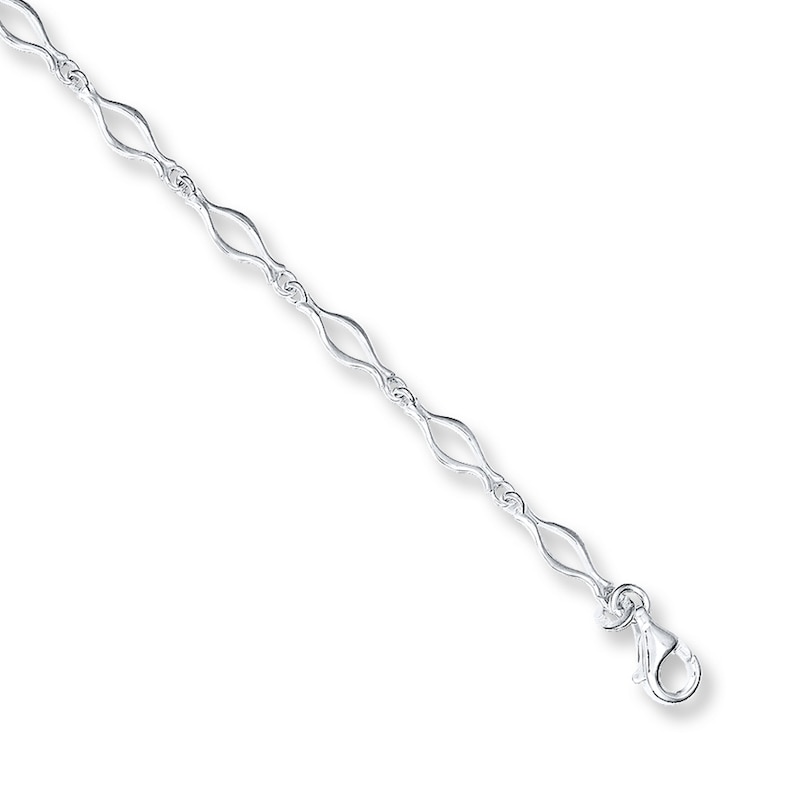 Main Image 1 of Sterling Silver Bracelet Oval Loop Chain 7.25&quot;