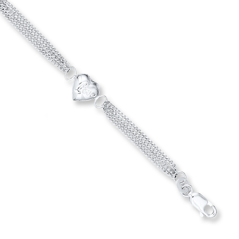 Heart Bracelet Sterling Silver 7"