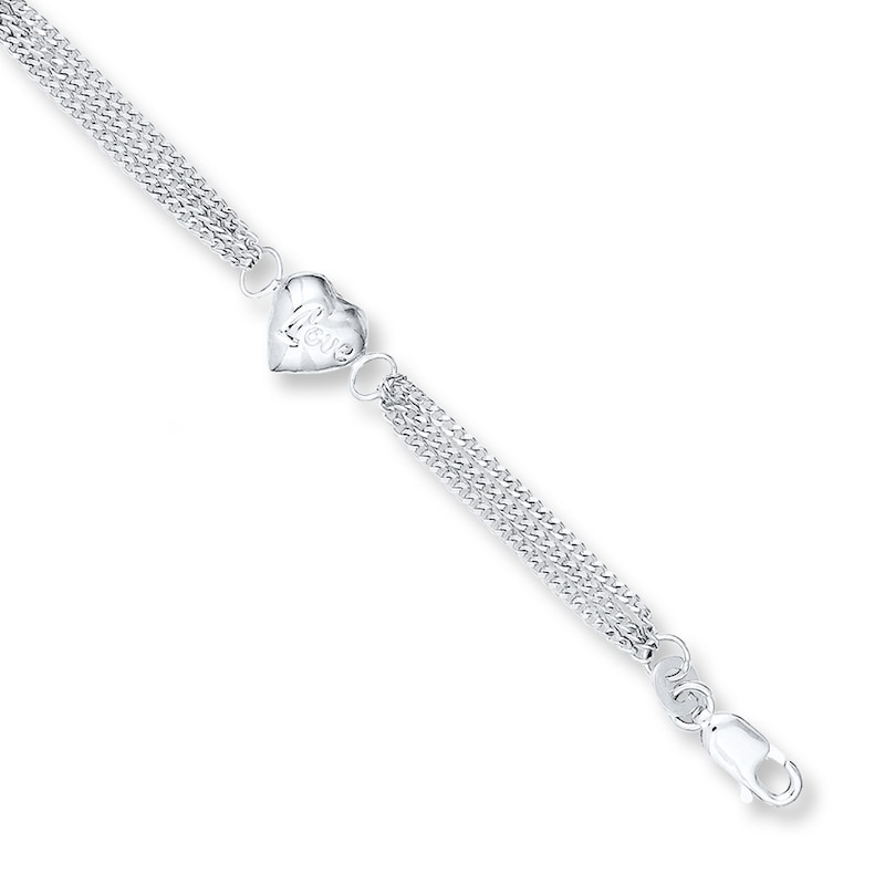 Main Image 1 of Heart Bracelet Sterling Silver 7&quot;