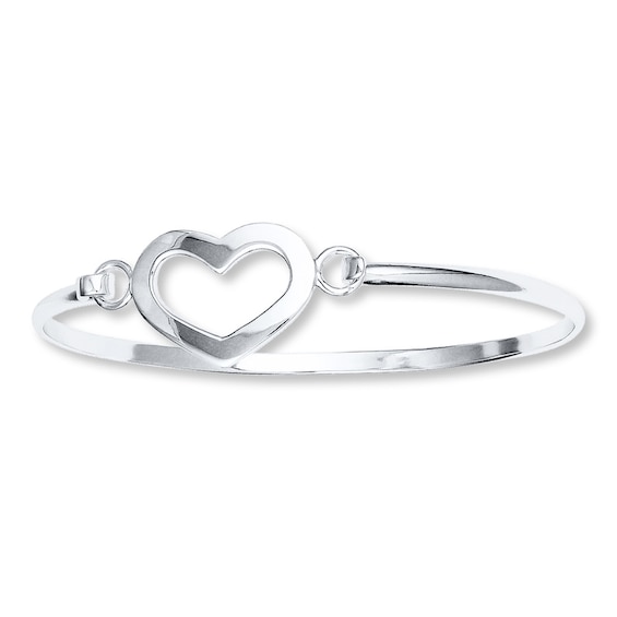 Goldia Sterling Silver Heart Locket Bangle Bracelet