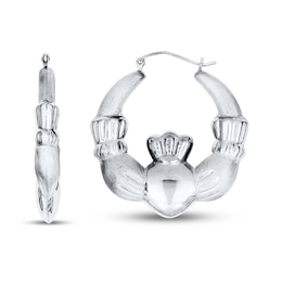 Claddagh Hoop Earrings Sterling Silver
