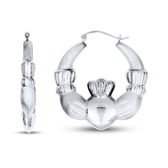 Claddagh Hoop Earrings Sterling Silver
