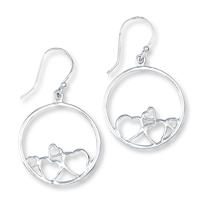 Circle Heart Earrings Sterling Silver