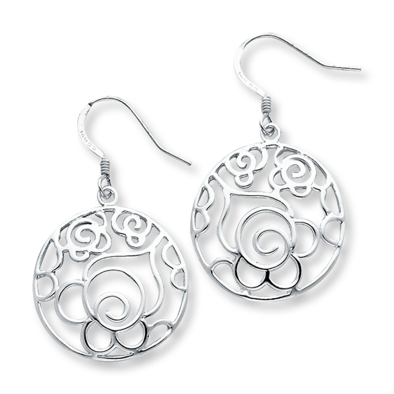 Circle Flower Earrings Sterling Silver