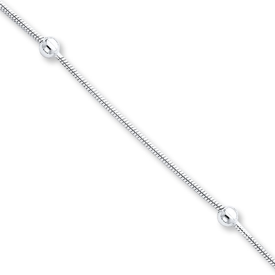 Snake Chain Anklet Solid Sterling Silver 9"