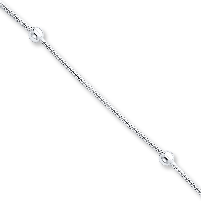 Main Image 1 of Snake Chain Anklet Solid Sterling Silver 9&quot;