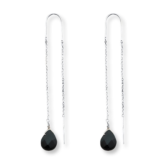 Threader Earrings Black Quartz Sterling Silver Kay