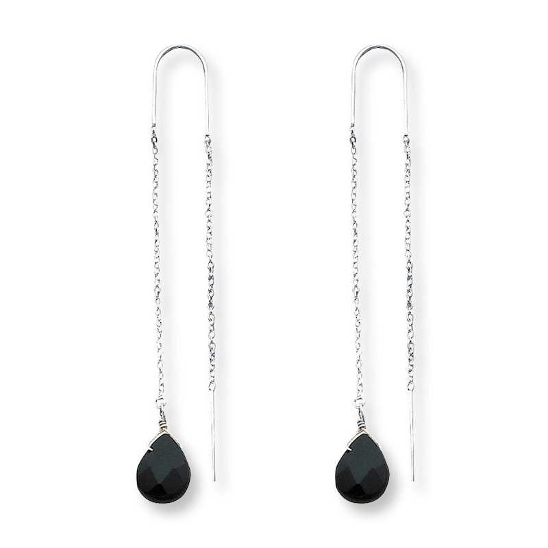 Main Image 1 of Threader Earrings Black Quartz Sterling Silver