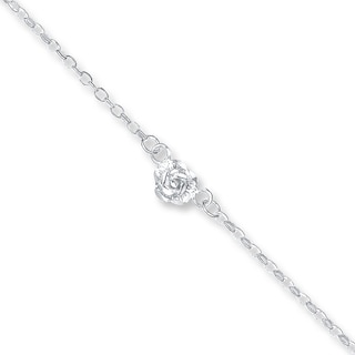 Rose Anklet Solid Sterling Silver 9"