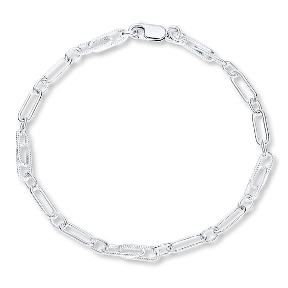Open Link Anklet Solid Sterling Silver 10"