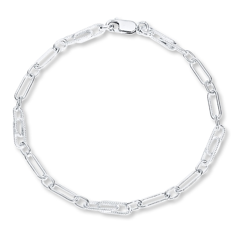 Main Image 1 of Open Link Anklet Solid Sterling Silver 10&quot;