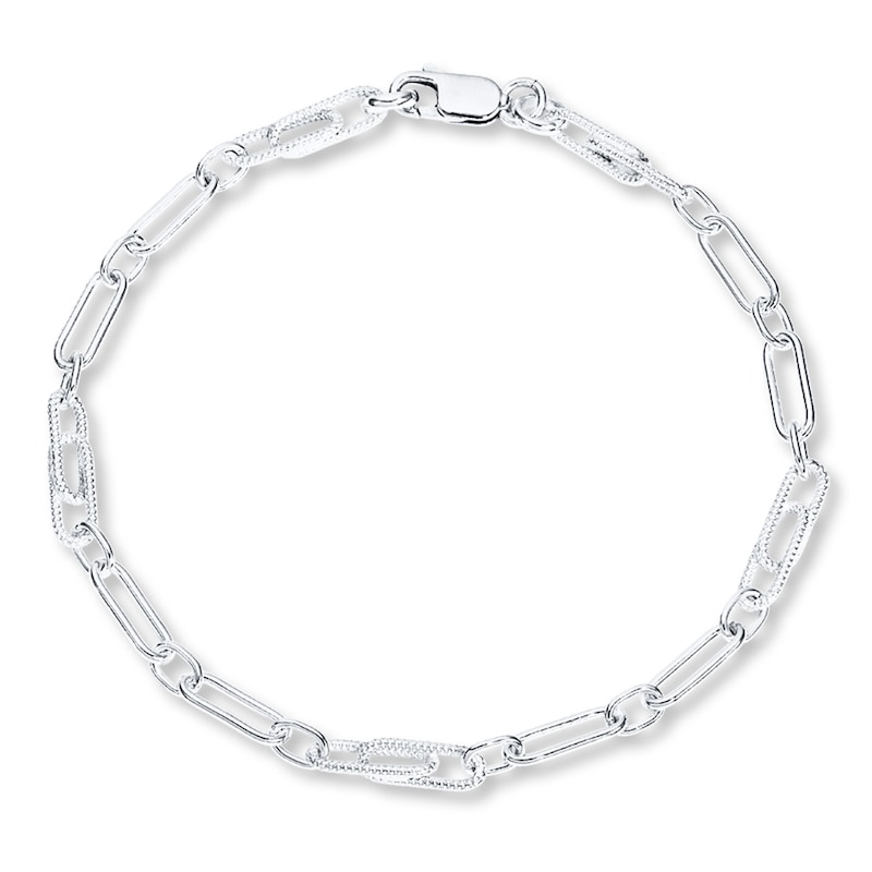 Open Link Anklet Sterling Silver 10"