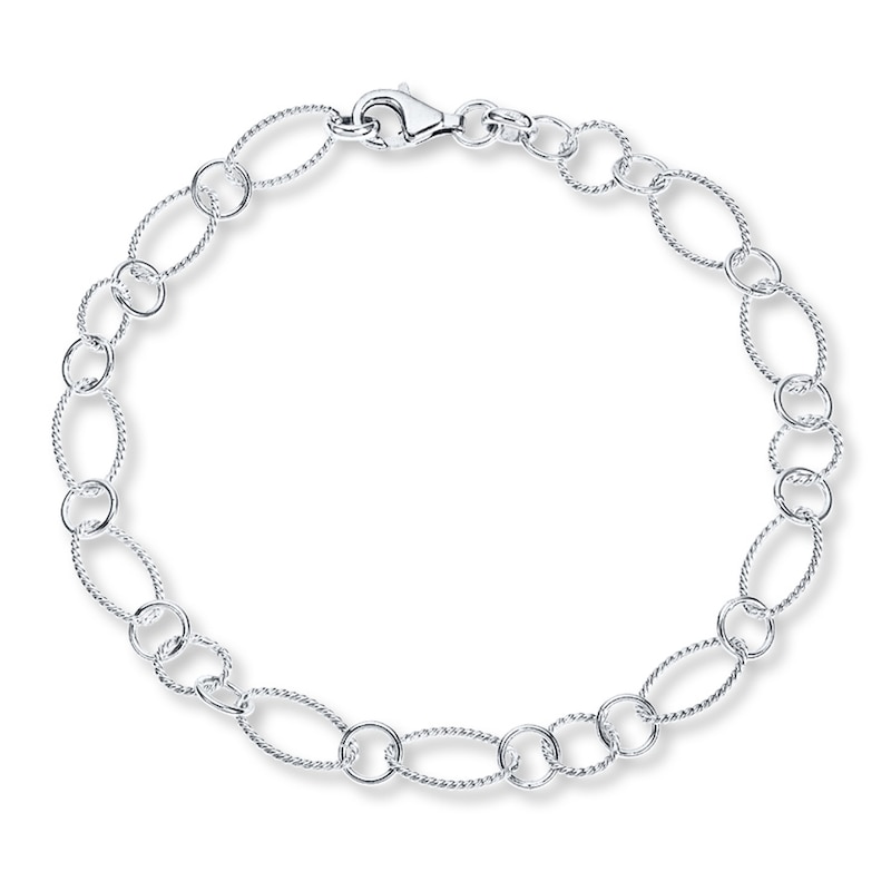 Sterling Silver Oval Link w/Hearts Bracelet Sterling Silver Oval Link w/Hearts Bracelet