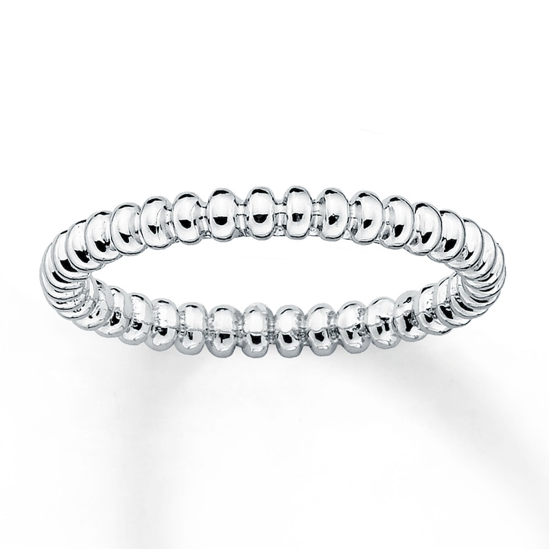 Main Image 1 of Beaded Stackable Ring Sterling Silver