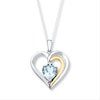 Thumbnail Image 1 of Heart Necklace Aquamarine Sterling Silver/10K Gold