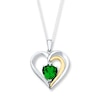 Thumbnail Image 0 of Heart Necklace Lab-Created Emerald Sterling Silver/10K Gold