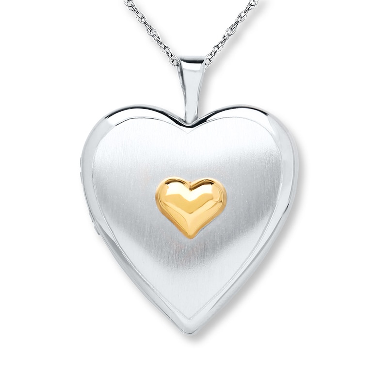 14K Yellow Gold-Filled Diamond 20mm Heart Locket Pendant Necklace, w/18-inch Chain