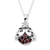 Thumbnail Image 0 of Garnet Ladybug Necklace Sterling Silver