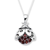 Thumbnail Image 1 of Garnet Ladybug Necklace Sterling Silver