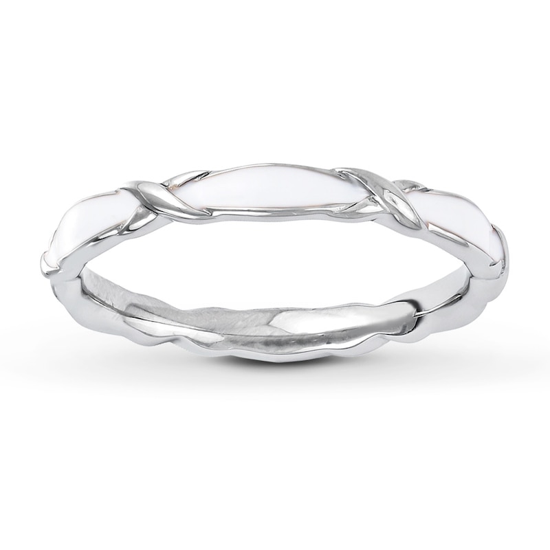 Main Image 1 of Stackable Ring White Enamel Sterling Silver