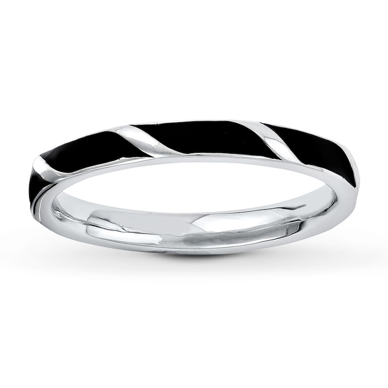 Black Diamond Stackable Ring in Sterling Silver Black Diamond Stackable Ring in Sterling Silver
