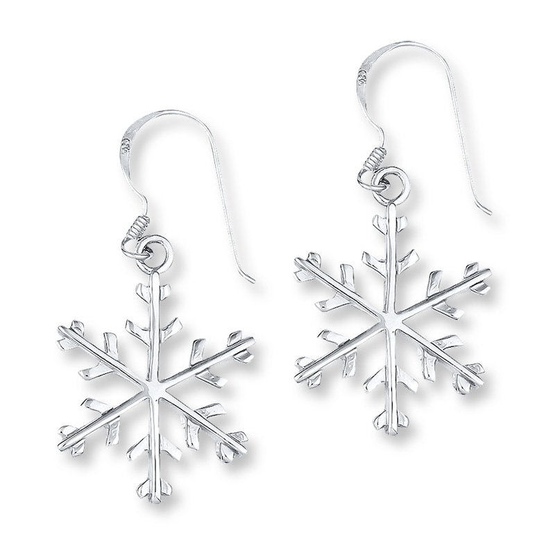 Main Image 1 of Snowflake Earrings Sterling Silver