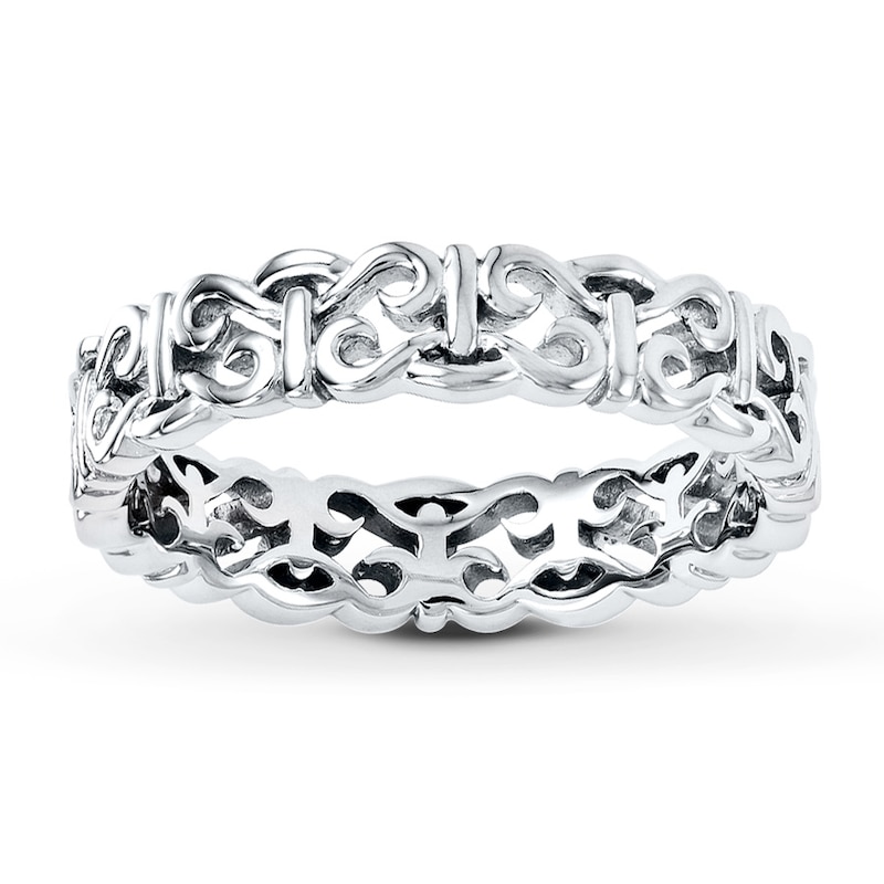 Main Image 1 of Stackable Ring Carved Band Sterling Silver
