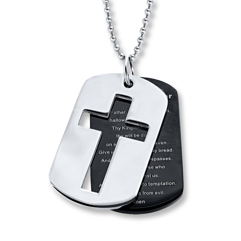 Lord's Prayer Dog Tags Stainless Steel | Mens Necklaces | Necklaces | Kay