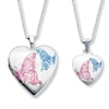 Thumbnail Image 0 of Mother/Daughter Necklaces Heart w/ Butterflies Sterling Silver