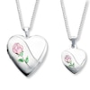 Thumbnail Image 1 of Mother/Daughter Necklaces Heart with Rose Sterling Silver