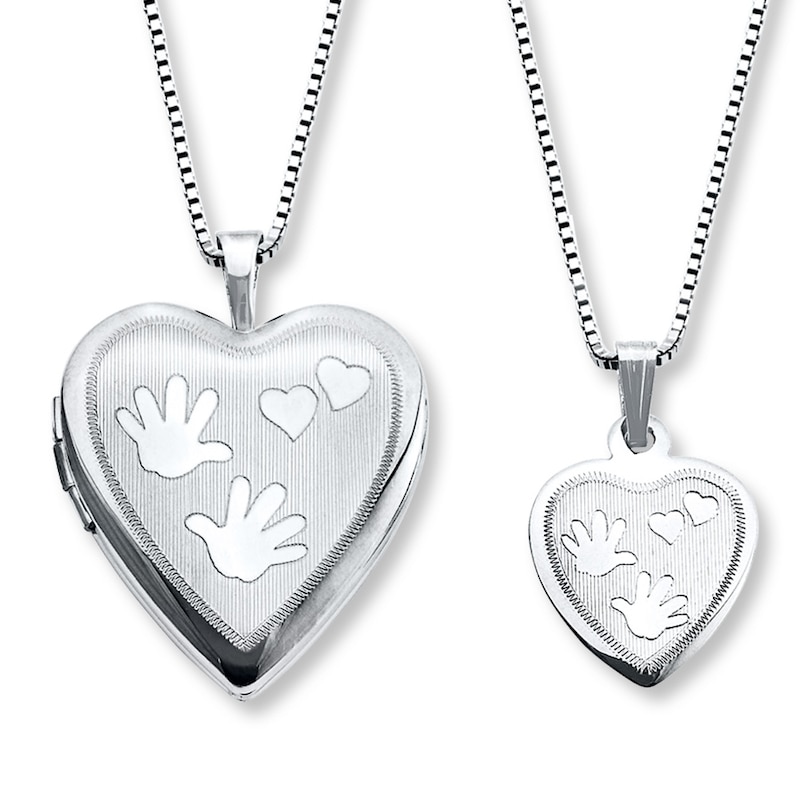 Main Image 1 of Mother/Daughter Necklaces Hands and Hearts Sterling Silver