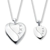 Mother/Daughter Necklaces Heart with Diamonds Sterling Silver