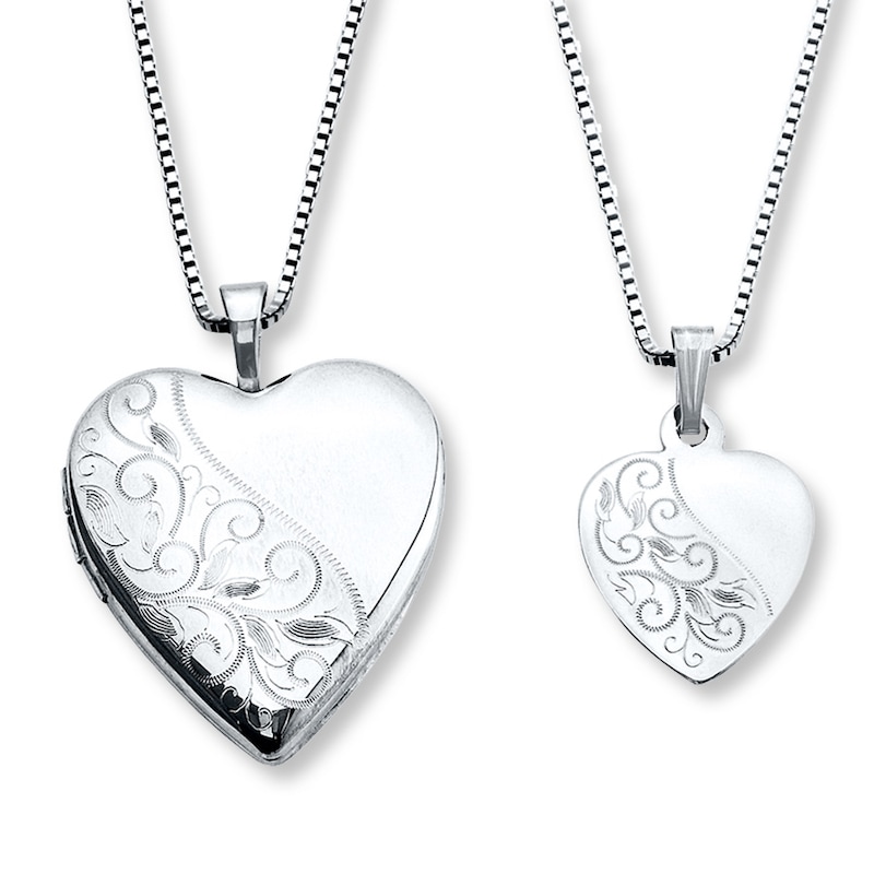 Main Image 1 of Mother/Daughter Necklaces Heart with Swirls Sterling Silver
