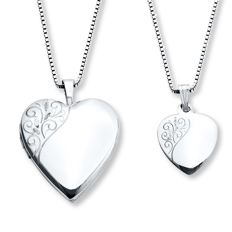 Main Image 1 of Mother/Daughter Necklaces Heart with Swirls Sterling Silver