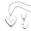 Thumbnail Image 1 of Mother/Daughter Necklaces Hearts with Diamonds Sterling Silver