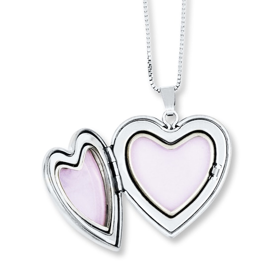Mother/Daughter Necklaces Heart with Rose Sterling Silver Womens