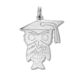 Graduation Owl Charm Sterling Silver